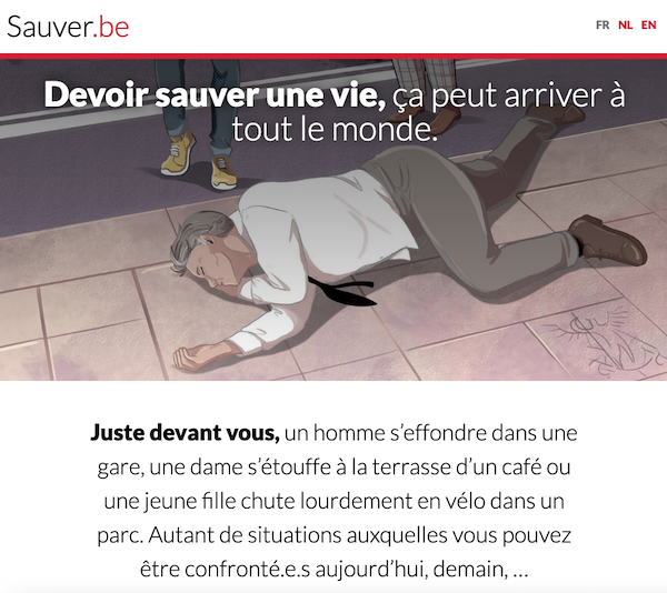 Vue de la home page du serious game numérique Save Life